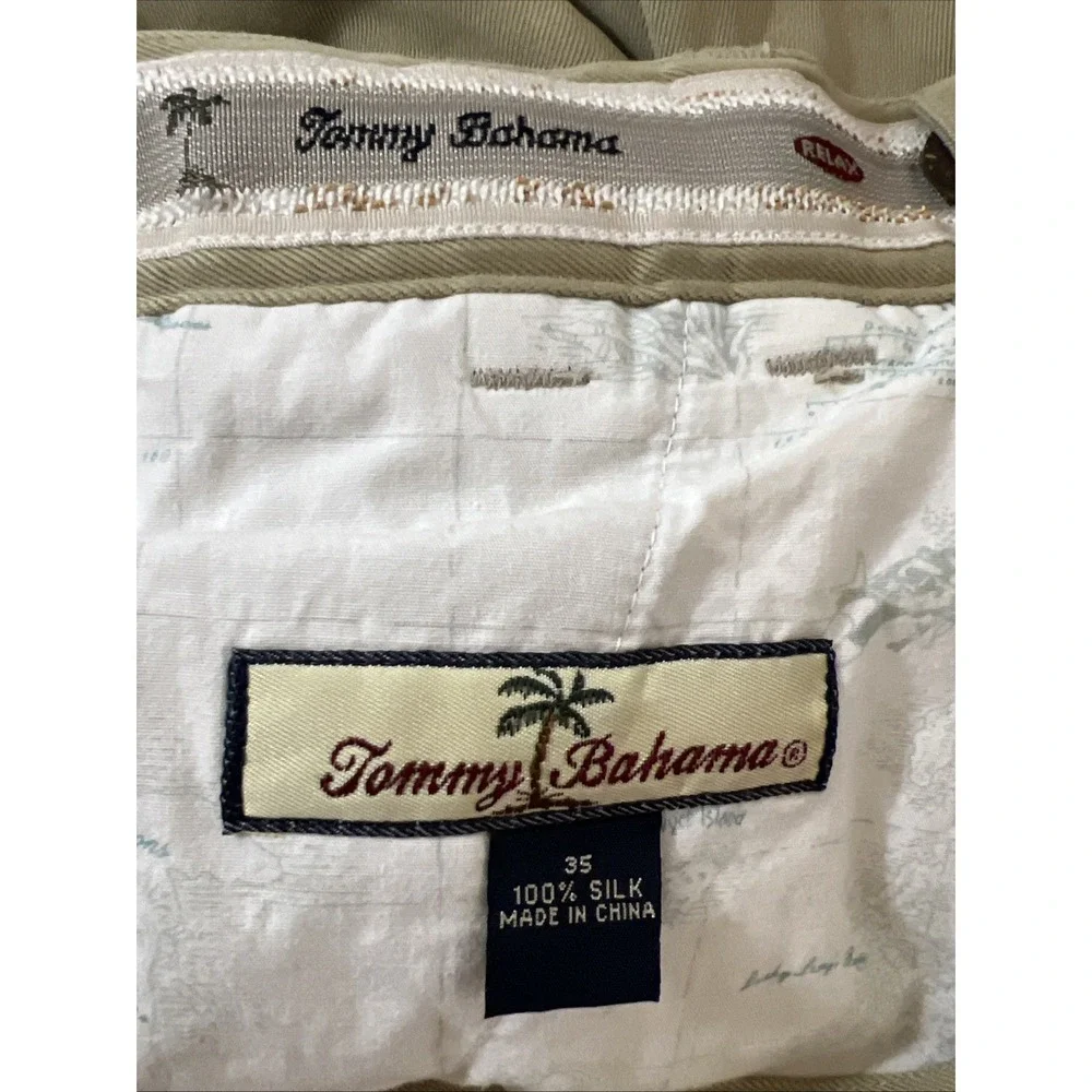 Tommy Bahama Relax‎ Men's Chino 100% Silk Shorts  Khaki - Size 35